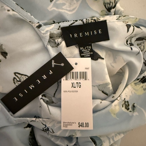 Premise Studio Blue Floral Sleeveless Blouse XL NWT - Picture 4 of 6